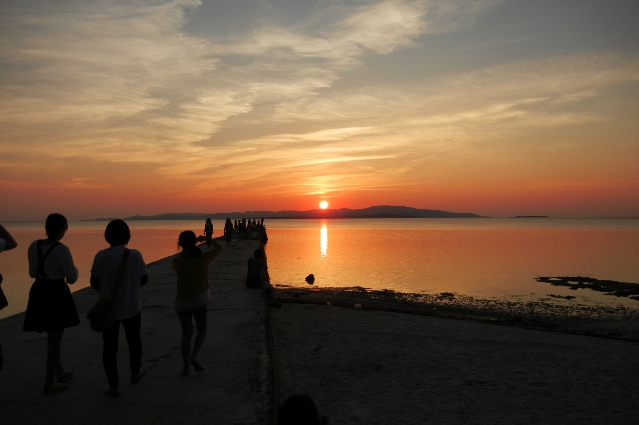 竹富島　西桟橋からの夕日